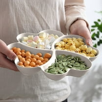 Heart-Shaped 6-Compartment Snack Tray - Wheat Straw Serving Platter Candy Nut Organizer Holiday Party Decor BPA-Free Tableware Set(Beige)