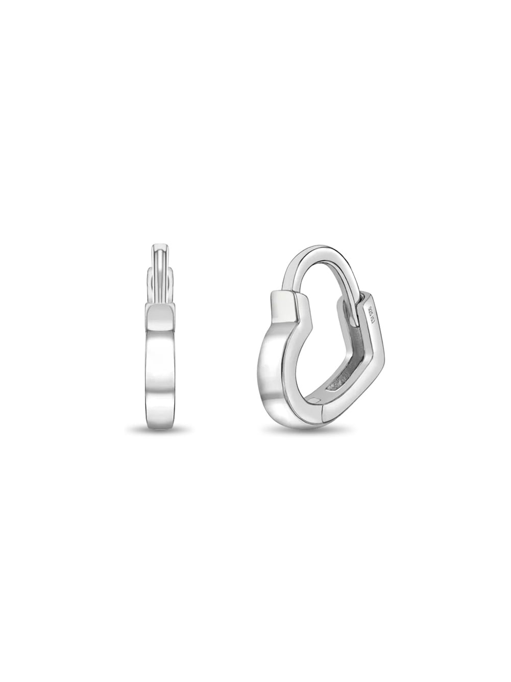 Heart Shaped 8mm Baby / Toddler Earrings Hoop Safety Latch - Sterling Silver