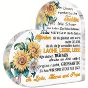 Heart Shaped Acrylic Daughter Plaque 3.9X3.9 Inch German Inspirational Saying Design Table Decoration Birthday Mothers Day Gift for Daughter Home Office Desk Decor Sentimental Present