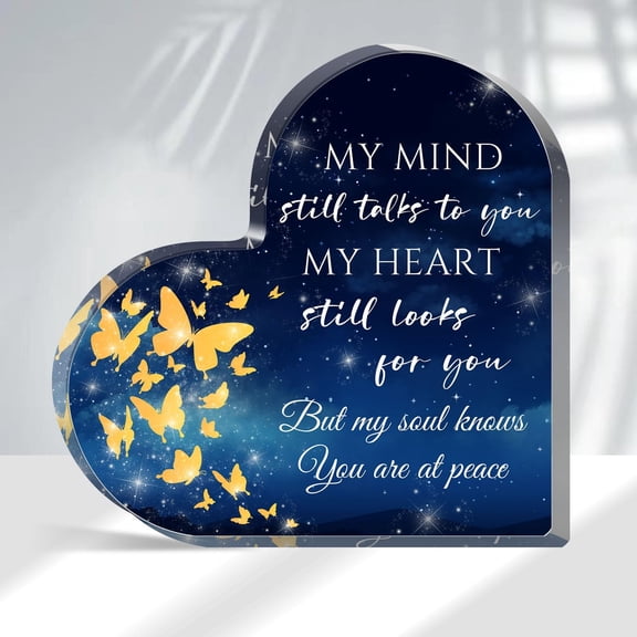 Heart-Shaped Acrylic Decor Sign, Sympathy Gift for Loss, 6"X6"x 0.6"X6"Inch