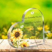 Heart Shaped Acrylic Decorative Ornament 3.9X3.9 Inch Sunflower Inspirational Graduation Motivational Thank You Gift Room Office School Desk Decor Highquality Durable Sign