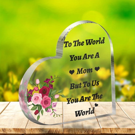 Heart Shaped Acrylic Decorative Plaque 3.9X3.9 Inch Thank You Gift for Mothers Day Inspirational Keepsake from Daughter Son to Mom Motivational Decoration Plaque for Colleagues and Bosses