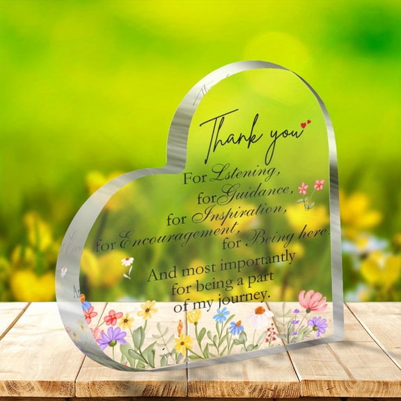 Heart Shaped Acrylic Decorative Sign 3.9X3.9 Inch Thank You Gift for Women Friendship Appreciation Present for Colleagues Bosses Teachers Thank You for Listening Quote Inspirational Plaque