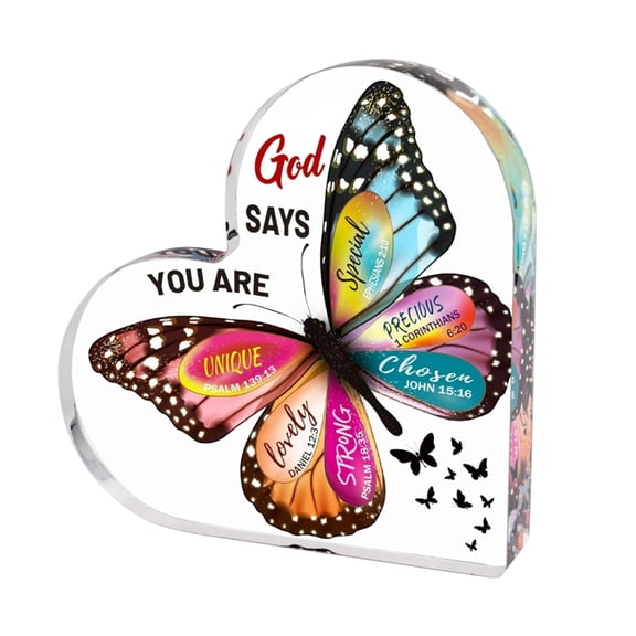 Heart Shaped Acrylic Figurine - Desktop Display & Home Greeting Decor for Valentine's Day, Clear Ornament for Office & Shelf Decoration,White