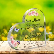 Heart Shaped Acrylic Floral Rose Plaque 3.9X3.9 Inch Mothers Day Birthday Anniversary Gift for Mom Wife Girlfriend Elegant Desk Centerpiece Home Office Tabletop Decoration Highquality Craftsmanship