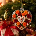 thumbnail image 1 of Heart Shaped Acrylic Hanging Ornament with Dia de Los Muertos Floral Design,Vibrant Colors,for Car Mirror Decor,Day of The Dead Decoration, 1 of 3