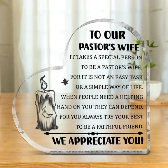 Heart Shaped Acrylic Inspirational Ornament 3.9X3.9 Inch Bible Verse Design Perfect Religious Gift for Pastors Birthday Holiday Home Office Tabletop Decor Keepsake Spiritual Desktop Decoration