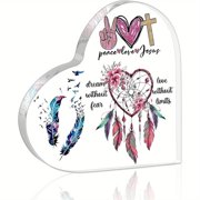 Heart Shaped Acrylic Inspirational Quotes Plaque 3.9X3.9 Inch Decor for Family Friends Coworkers Teachers Home Office Desk Bookshelf Bedroom Nightstand Highquality Tabletop Sign