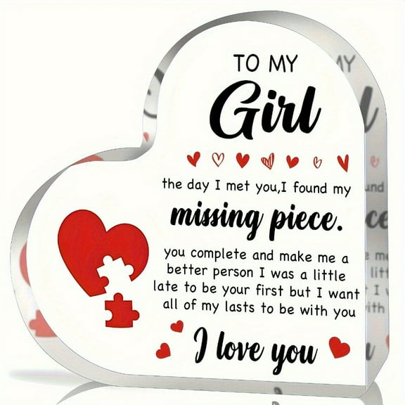 Heart Shaped Acrylic Keepsake Frame: A Romantic Love Message Inside for Girlfriend - Perfect for Anniversary, Birthday, Valentine's Day and Long Distance Relationships