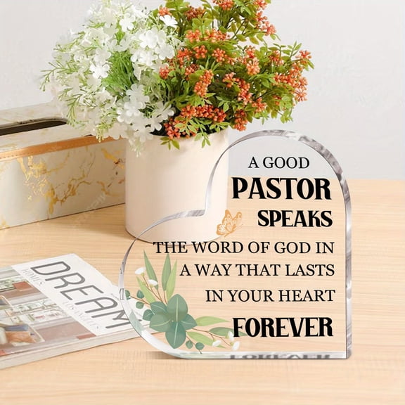 Heart Shaped Acrylic Pastor Gift 3.9X3.9 Inch Sincere Thank You Message Desktop Decoration Birthday Appreciation Present Sentimental Home Office Tabletop Keepsake Highquality Durable Acrylic Sign