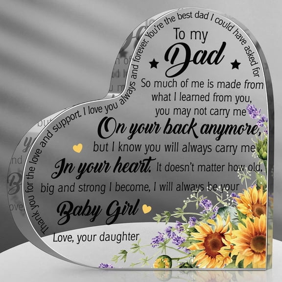 Heart Shaped Acrylic Plaque 3.9X3.9 Inch Custom Name Message Elegant Cursive Lettering Birthday Parenting Milestone Gift for Dad Mother in Law Bonus Mom Home Office Display