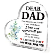 Heart Shaped Acrylic Plaque 3.9X3.9 Inch How Much I Love You Quote Fathers Day Christmas Gift for Dad Unique Thank You Present with Floral Design Tabletop Decor for Bedroom Home