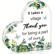Heart Shaped Acrylic Plaque 3.9X3.9 Inch Thank You Gift with Floral Butterfly Motifs Appreciation Keepsake for Teachers Nurses Coworkers Bosses Volunteers Retirement Farewell Present