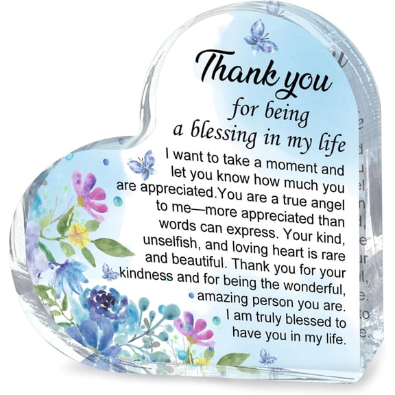 Heart-Shaped Acrylic Plaque,Thank You Gifts for Women Men,Thank You for Being a Blessing in My Life Acrylic Heart,Appreciation Desk Decor for Family,Mom,Friends,Coworker or Farewell