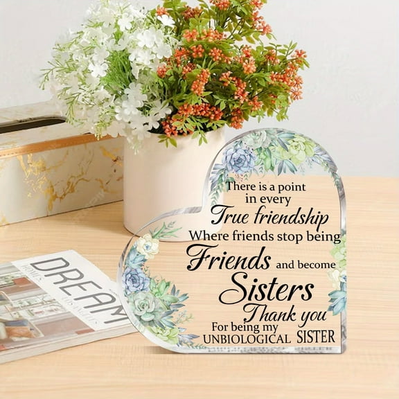 Heart-Shaped Acrylic Plaque With - "True Friendship" Inspirational Message - Perfect Thank You Gift For Friends Sisters - Ideal For Birthdays Valentine'S Day Mother'S Day - Multicolor