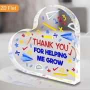 Heart Shaped Acrylic Teacher Appreciation Plaque 3.9X3.9 Inch Thank You for Helping Me Grow Message School Supplies Design Desk Decoration Gift for Teachers Educators Bosses Coachsses