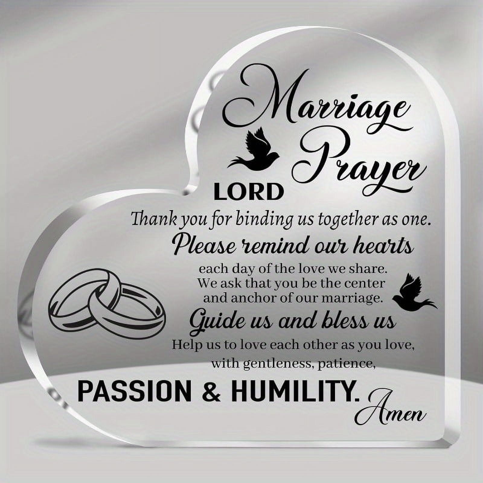 Heart-Shaped Acrylic Wedding Sign With Marriage Prayer Quote Religious Gift  Christian Decor Bridal Shower Gift Wedding Gifts For Newlyweds Engagement  Gifts For Couples Home Decorative Signs Plaque - Walmart.com, image size:1600x1600