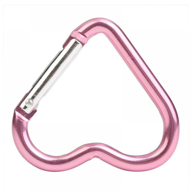 Slopehill Heart Shaped Aluminum Alloy Keychain Clip Carabiner Aluminum Heart Safe Carabiner Hook Clip Key Holder for Outdoo, Pink