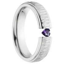 Heart Shaped Amethyst 5mm Stainless Steel Custom Tension Set Ring