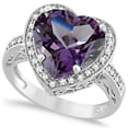 thumbnail image 1 of Heart Shaped Amethyst and Diamond Ring Halo 14K White Gold 5.41ct, 1 of 5