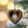 thumbnail image 1 of Heart-Shaped Animal Christmas Ornament, 2D Flat Acrylic Forest Animal Decoration, Hanging Woodland Pendant for Xmas Tree Decor, Animals Lovers Gift Home Party Decor Ornaments (Penguin), 1 of 7