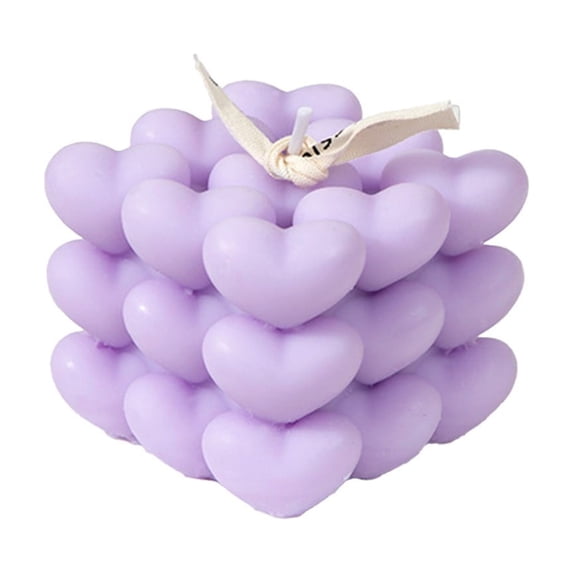 Heart Shaped Aromatherapy Candle for Valentine's Day – Decorative Wax Candle in White Pink Purple Blue Yellow, 6.5cm