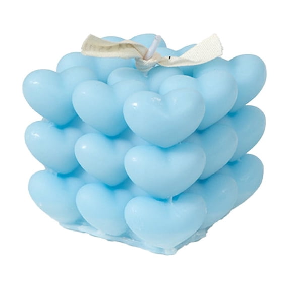 Heart Shaped Aromatherapy Candle for Valentine's Day – Decorative Wax Candle in White Pink Purple Blue Yellow, 6.5cm