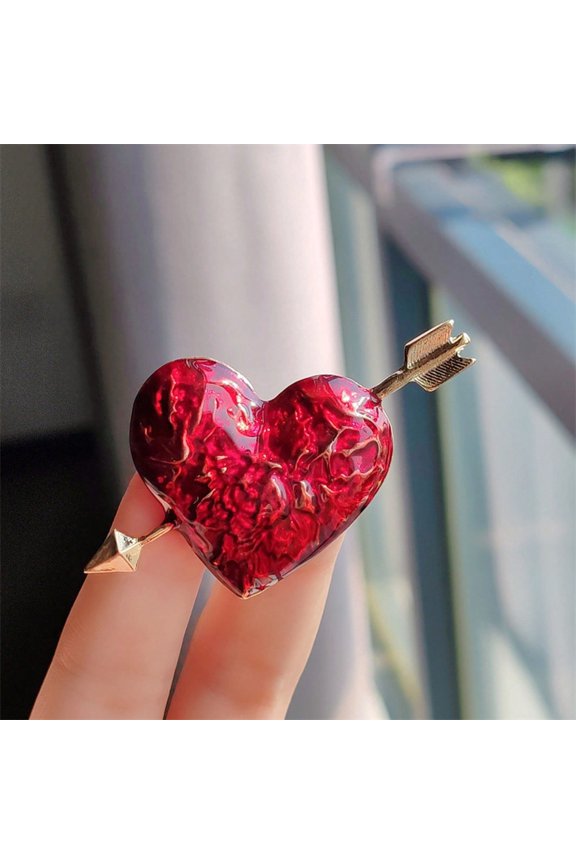 Heart Shaped Arrow Through Heart Brooch, Exquisite Enamel Drip Oil Corsage Pin, Fashion Versatile Accessory For Women