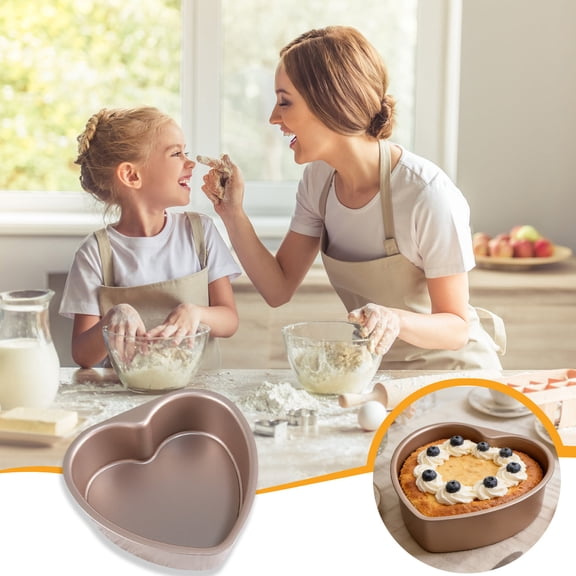 Heart Shaped Baking Pan with Removable Bottom, Non Stick 8 Inch Carbon Steel Springform Pan for Cheesecake, Chiffon Cake, and Baking