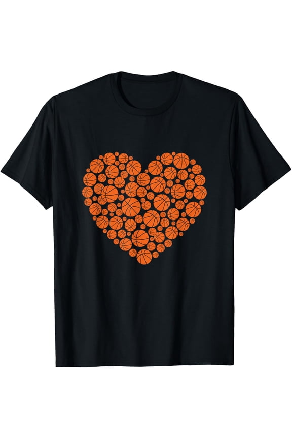 Heart Shaped Basketball Graphic Art T-Shirt