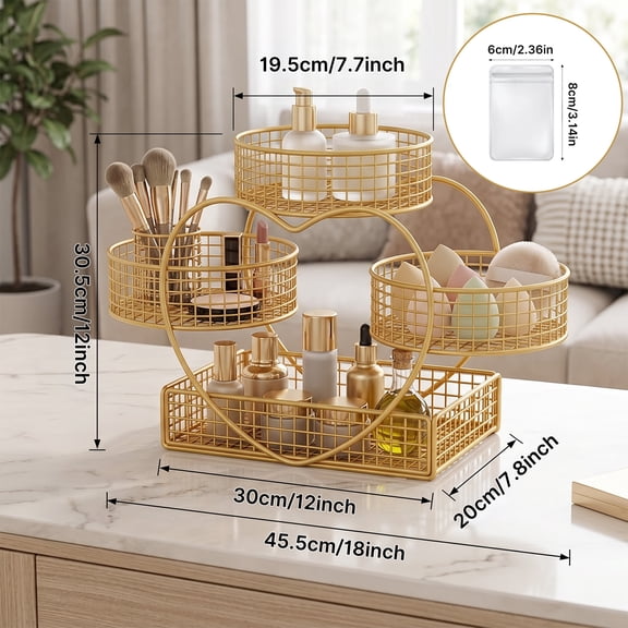 Heart-Shaped Bathroom Counter Shelf Makeup Organizer Wire Storage Rack for Bathroom Vanity Kitchen Countertop Cosmetic and Daily Essentials
