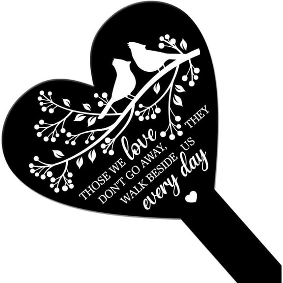 Heart Shaped Birds Garden Stake for Relatives Memorial Remembrance Plaque for Cemetery Acrylic Grave Waterproof Sympathy Garden Stake for Yard Grave Cemetery