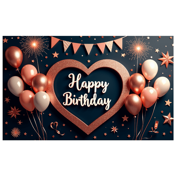Heart Shaped Birthday Banner with Balloons for Birthday Celebration Indoor Festive Holiday Event