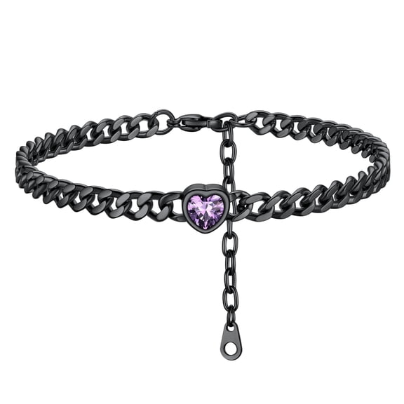 Heart Shaped Birthstone Ankle Bracelets for Women Silver Waterproof Anklets Stainless Steel Jewelry Gift, May