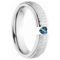 Heart Shaped Blue Saphire 5mm Stainless Steel Custom Tension Set Ring