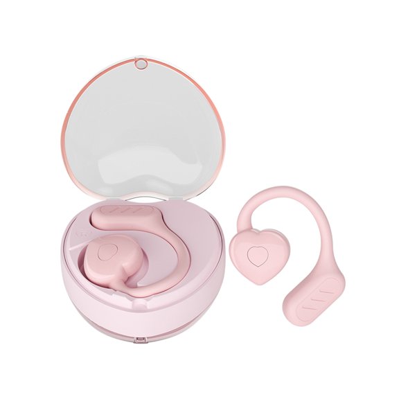 Heart-Shaped Bluetooth Wireless Headset – Cute Valentine's Day Gift, Noise Reduction Stereo Earbuds, OWS In-Ear Design with Clear Sound