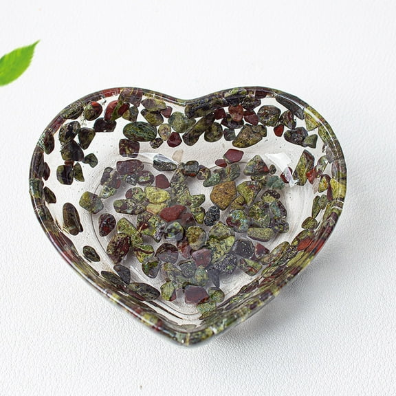 Heart Shaped Bowl - 2.99"x2.75" Resin Stones Chip Trinket Dishes, Decorative Jewelry Key Holders, Anniversary Birthday Gift for Hers, Romantic Tabletop Decor