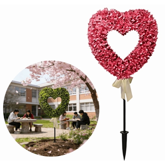 Heart-Shaped Boxwood Topiary Tree, Valentine's Day Heart-Shaped Topiary Tree for Valentine's Day Holiday Garden Porch Indoor Outdoor Decors - (Pink,30")