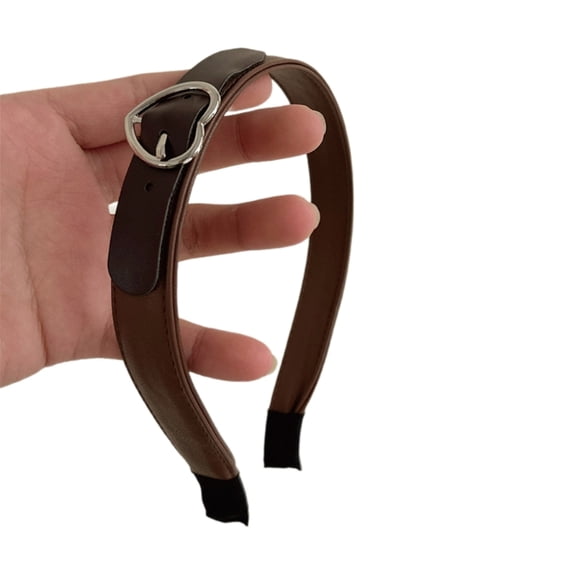 Heart Shaped Buckle Headband Woman Taking Photo PU Punk Hair Holder Heart Shaped Buckle Headband Wash Face Hair Holder Elastic Makeup Hairband