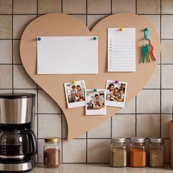 Heart Shaped Bulletin Board with Backing, Pin Board Tile for Wall Decor and Photo Display Board