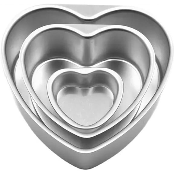 Heart-Shaped Cake Pan Set 3pcs Aluminum Cake Mold with Removable Bottoms Baking Cake Mold Cheesecake Pan Tray Set for Kitchen