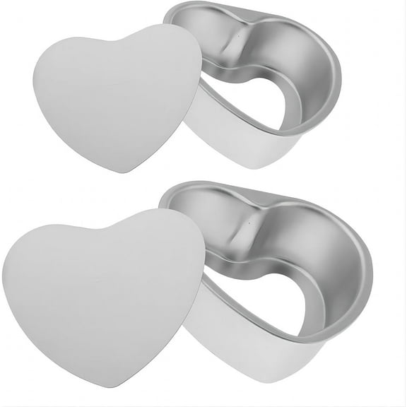 Heart Shaped Cake Pans 2PCS, 6 & 8 inch Aluminum Deep Springform Cake Pan Set with Removable Bottom DIY Baking Mold Tool for Valentines Wedding Party Birthday