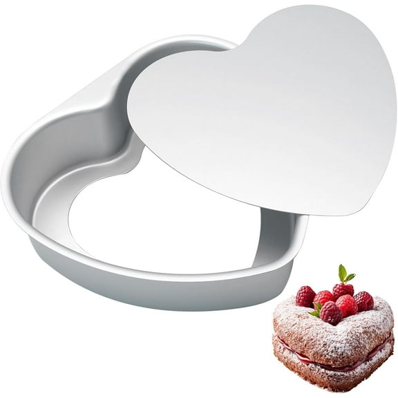 Heart Shaped Cake Pans, 8 inch Aluminium Alloy Heart Cake Mold, DIY Heart Baking Pan with Removable Bottom for Wedding, Birthday, Anniversary