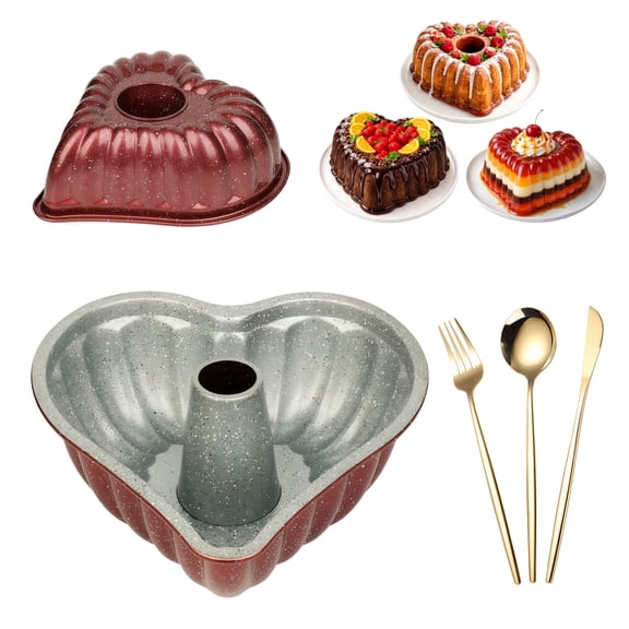 Heart Shaped Cake Pans for Baking, Heart Cake Pan, 10 Inch Red, High-Quality Carbon Steel, Premium Nonstick, Dishwasher Safe