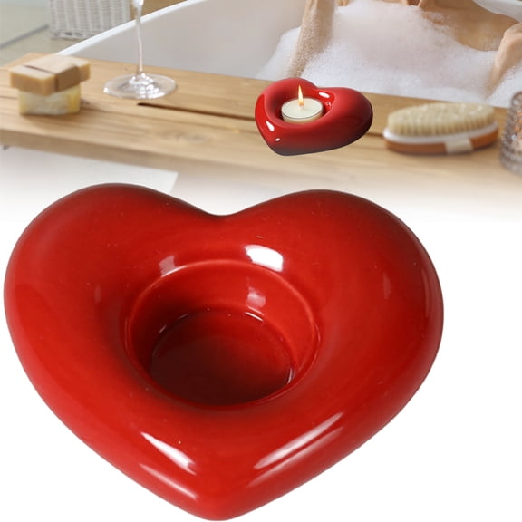 Heart-Shaped Candle Holders,Decorative Candlesticks,Sturdy Ceramic Material,Multicolor Appearance,Suitable for Party Wedding Decoration,Valentines Day Gifts,4.5in(Red)
