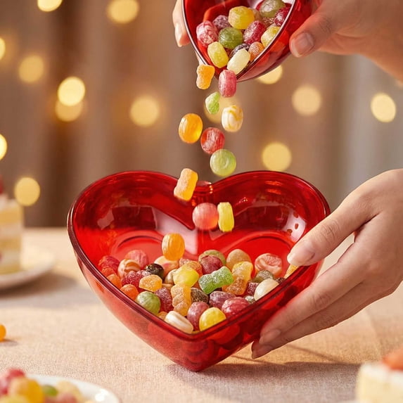 Heart Shaped Candy Box Clear Plastic Gift Box with Hinged Lid,Red Treat Dessert Favor Container for Wedding Birthday Bridal Shower Party