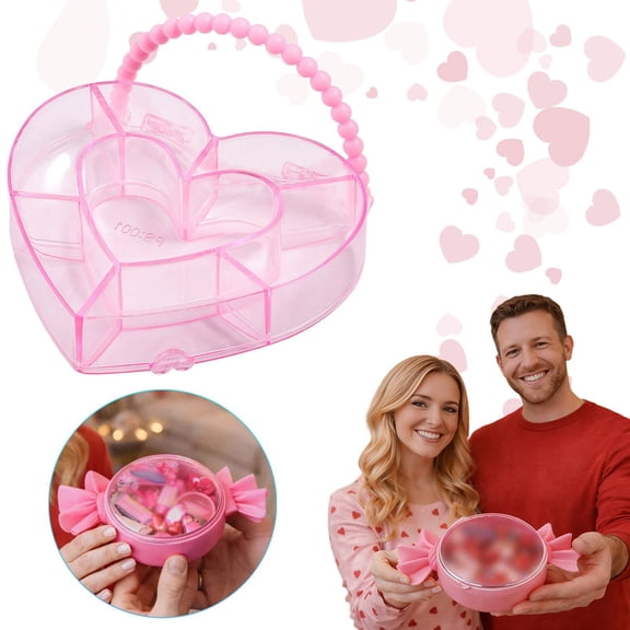 Heart Shaped Candy Container, Fillable Valentine Candy Jar for Chocolates Sugar Cookies Sweetheart Gift Box Reusable Storage