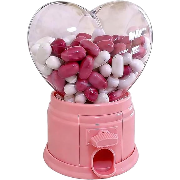 Heart Shaped Candy Dispenser, Valentine Candy Dispenser Machine, Valentines Day Mini Gumball Machine for Party Favor, Teacher Gifts, and Valentine's Day Exchange Treats