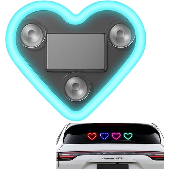 Heart Shaped Car Light,Wireless Car Ambient Lighting with Vibration Sensor,Solar Powered & USB-C Rechargeable Red LED Lights for Window,5 Modes Auto Decor Gift