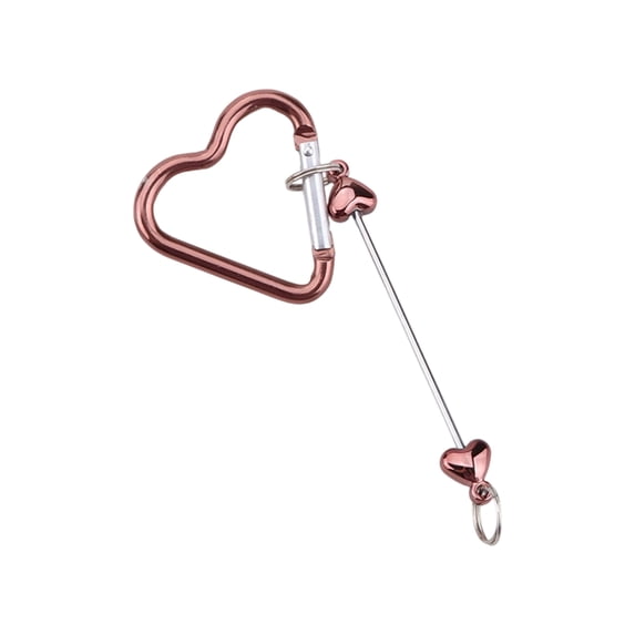 Heart Shaped Carabiner Clip, Metal Beaded Keychain Buckle, Heart Keychain for Backpack, Multifunctional Outdoor Hook, Decorative Bag Accessory J